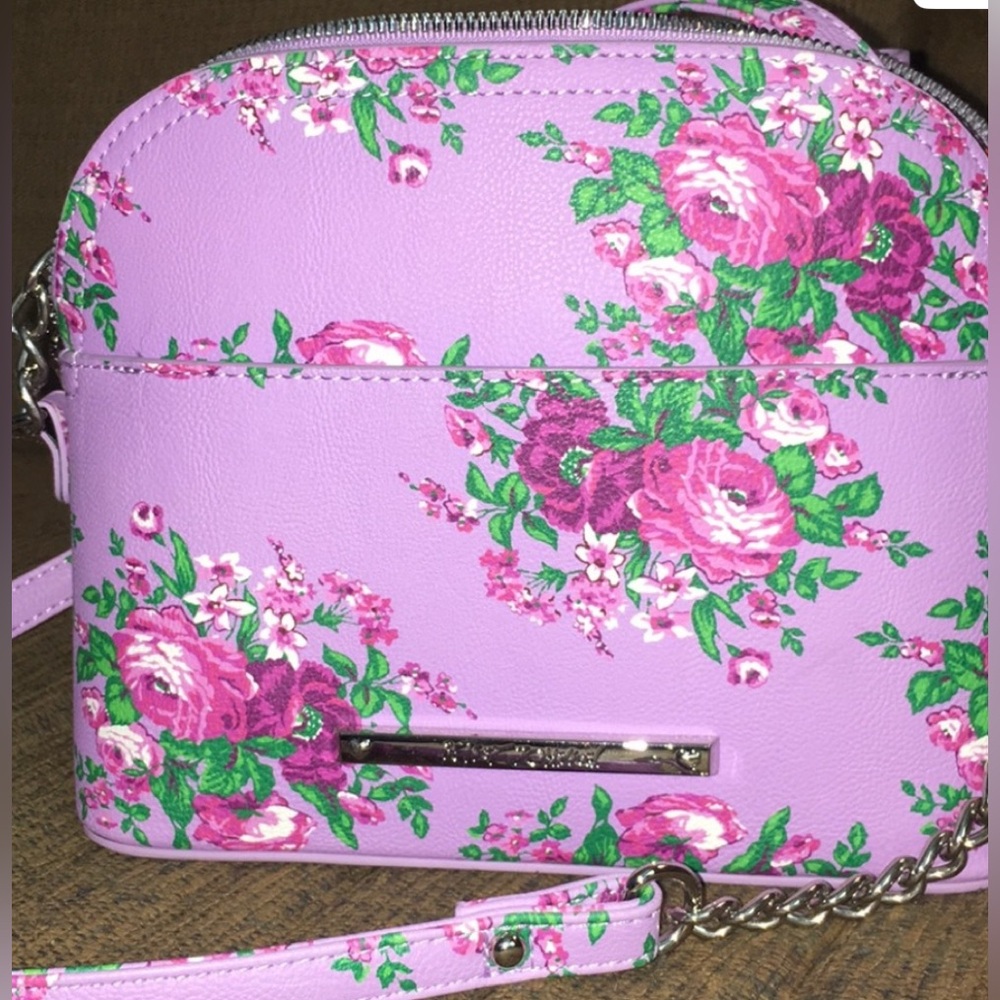 Betsy Johnson Floral Lavender Crossbody Bag
